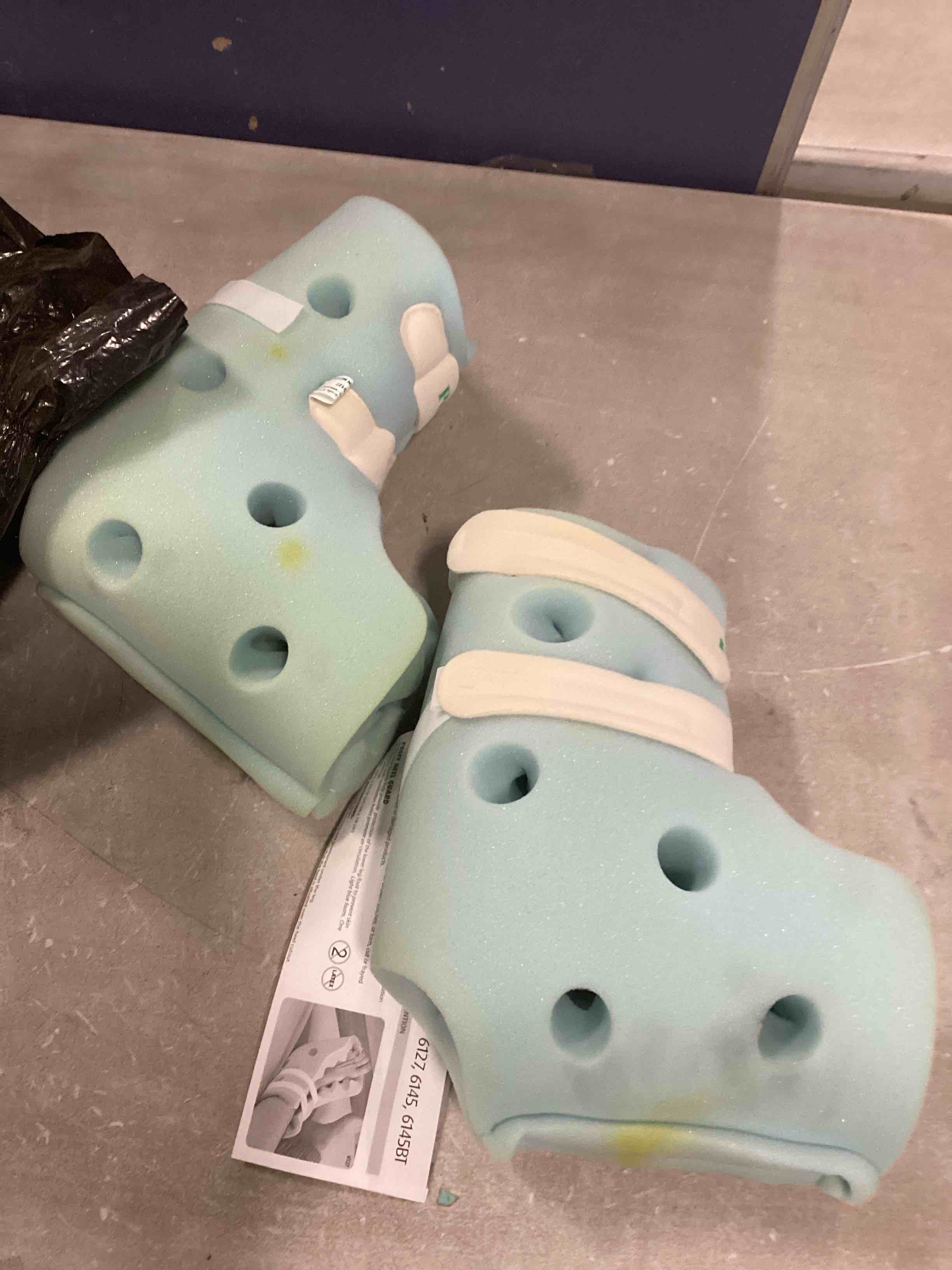 Condition photo showing As Is for Posey TIDI Heel Guards – One Size Fits All – Foam, Light Blue – Qty: 1 Pair Of Heel Guards Per Package – Foam Heel Protectors For Pressure Injuries – Heel Off-Loading Devices – Home Care (6127), Large