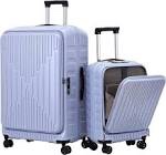 2 Pieces 19/29 Luggage Sets, 19 Inch Carry On Luggage with Front Pocket & 29 Inch Side Opening Suitcase, Ligthweight ABS+PC Hardshell, Purple 19/29 Set