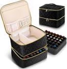 Nail Polish Organizer Case Holds 42 Bottles (15ml/0.5 fl.oz), Double-Layer Nail polish storage with Adjustable Dividers, Portable Nail Polish Bag for Nail Gel Nail Lamp and Manicure Tools, Black