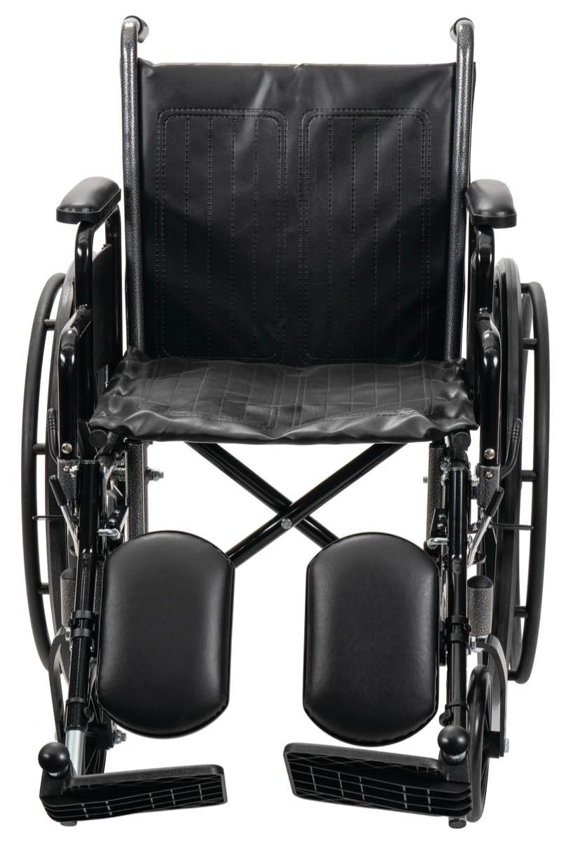 Panacea Standard Wheelchair, Vinyl - Seat Width: 18 in Seat Depth: 16 in Armrest Style: Removable Desk Front Rigging Style - (Elevating Legrest or Swingaway Footrest Option)