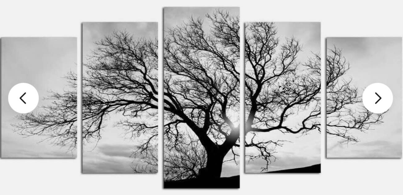Black and White Tree 5 Pieces Modern Canvas Painting Wall Art 50 x 24 x 0.2 inch