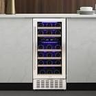 15'' 28 Bottle and 66 Can Freestanding/Built-In Dual Zone Wine Refrigerator & Beverage Cooler