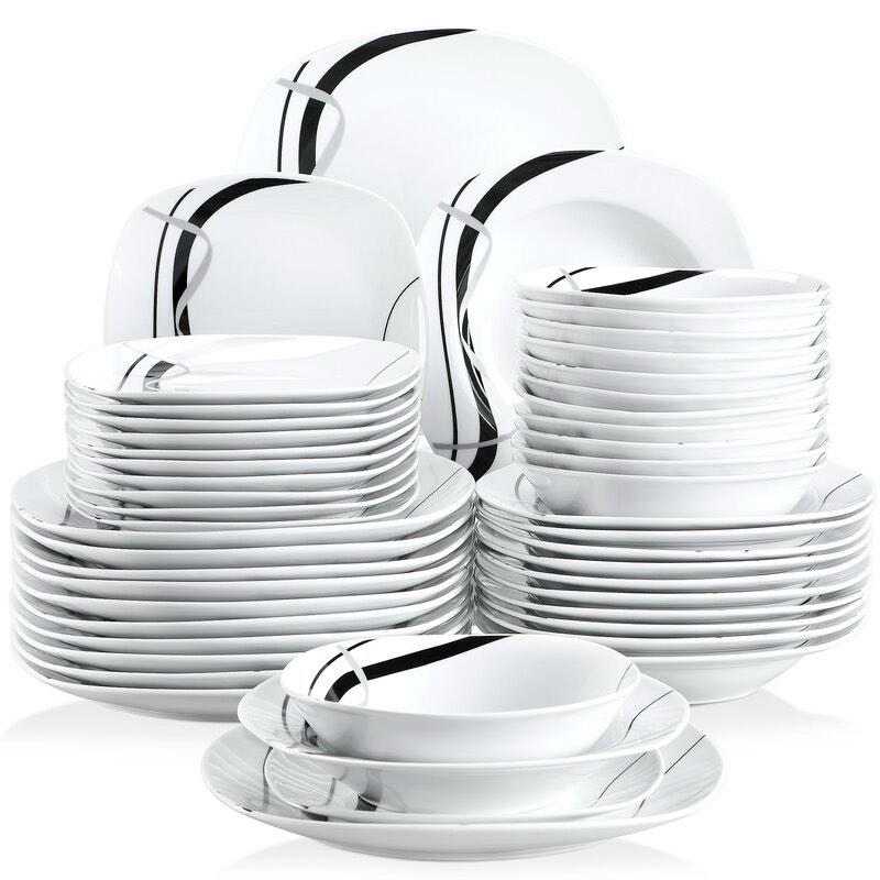 Umaiza 48 Piece Porcelain China Dinnerware Set - Service for 12 (Set of 48)