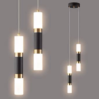 Light Modern Kitchen Island Dimmable LED Modern Black Gold Mini Pendant Light, Bedroom Bedside Table Black Small Pendant Light