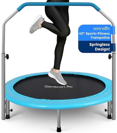 Ativafit 36/40'' Fitness Trampoline for Kids and Adults Foldable Mini Trampoline with Comfortable Foam Handle Workout Indoor Outdoor Home Use 36-Black 36-inch