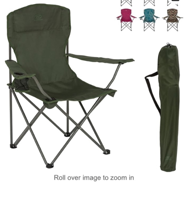 Foldable Garden Camping Chair - Lightweight 4.9 lb - Holds up to 220 lb - x45 Times It's Mass! - Enjoy a Comfortable Seat While Enjoying The Healthy Outdoors by Highlander