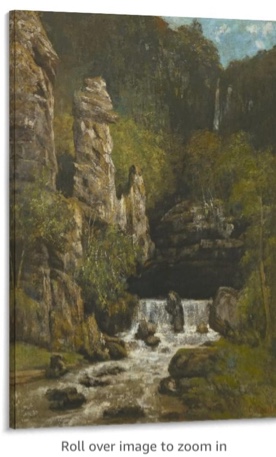 Gustave Courbet - Landscape with A Waterfall, C.1865 Poster Decorative Painting Canvas Wall Art Living Room Posters Bedroom Painting 12x18inch(30x45cm)