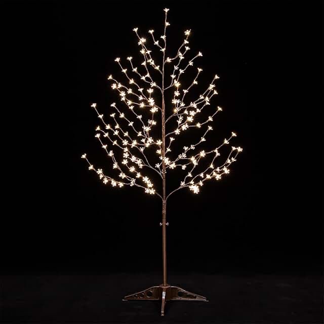 Tybeeu Lighted Cherry Blossom Tree Set 4ft, 5ft and 6ft with 144/184/240 Warm White LED Lights for Holiday Decor - Dimmable, UL Certified, Waterproof - Ideal for Indoor and Outdoor Decoration