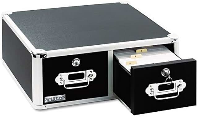 Vaultz Locking 4 x 6 Index Card Cabinet, Double Drawer, Black (VZ01395)