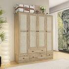 FUFU&GAGA 4-Door Wardrobe Closet with 5 Drawers, Spacious Storage and Smooth Metal Slides 