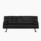 Craner Twin 66" W Faux Leather Tufted Back Convertible Sofa