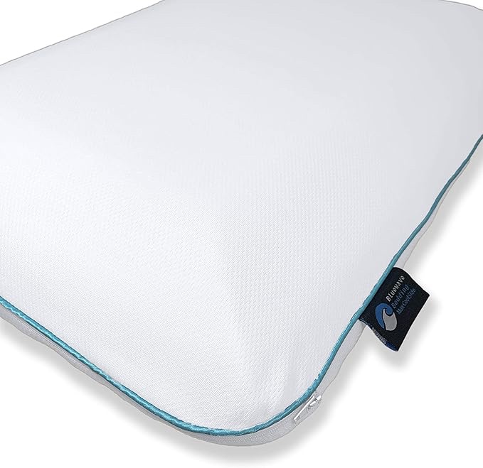 Bluewave Bedding Hyper Slim Max Cool CarbonBlue Gel Memory Foam Pillow for Stomach and Back Sleepers - Thin, Flat Design with Advanced Cooling (2.25-Inch Height, Standard Size