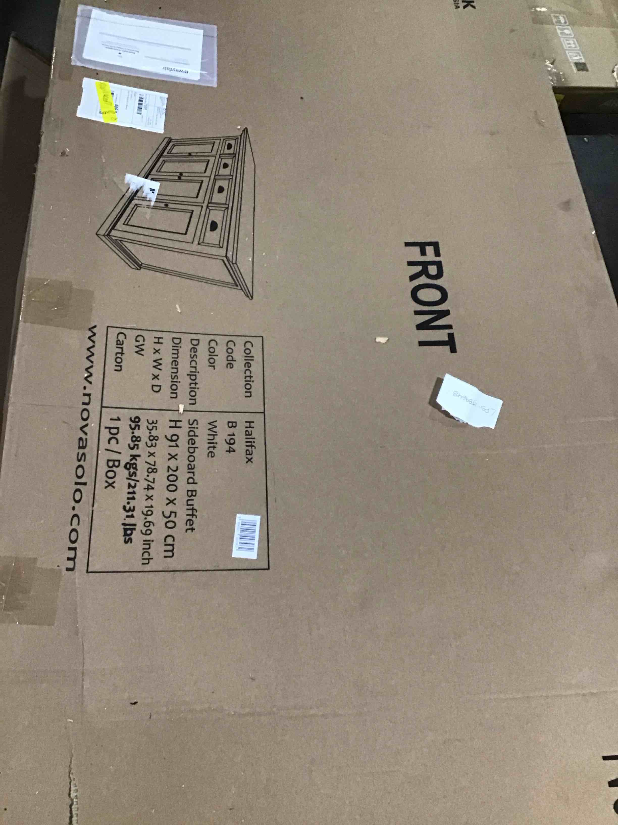 RASOO Sideboard Buffet Cabinet White Field Door Panel Kitchen Side Board Cabinet with Storage 3 Doors and 3 Drawers for Living Room, Kitchen (Grid Doors)