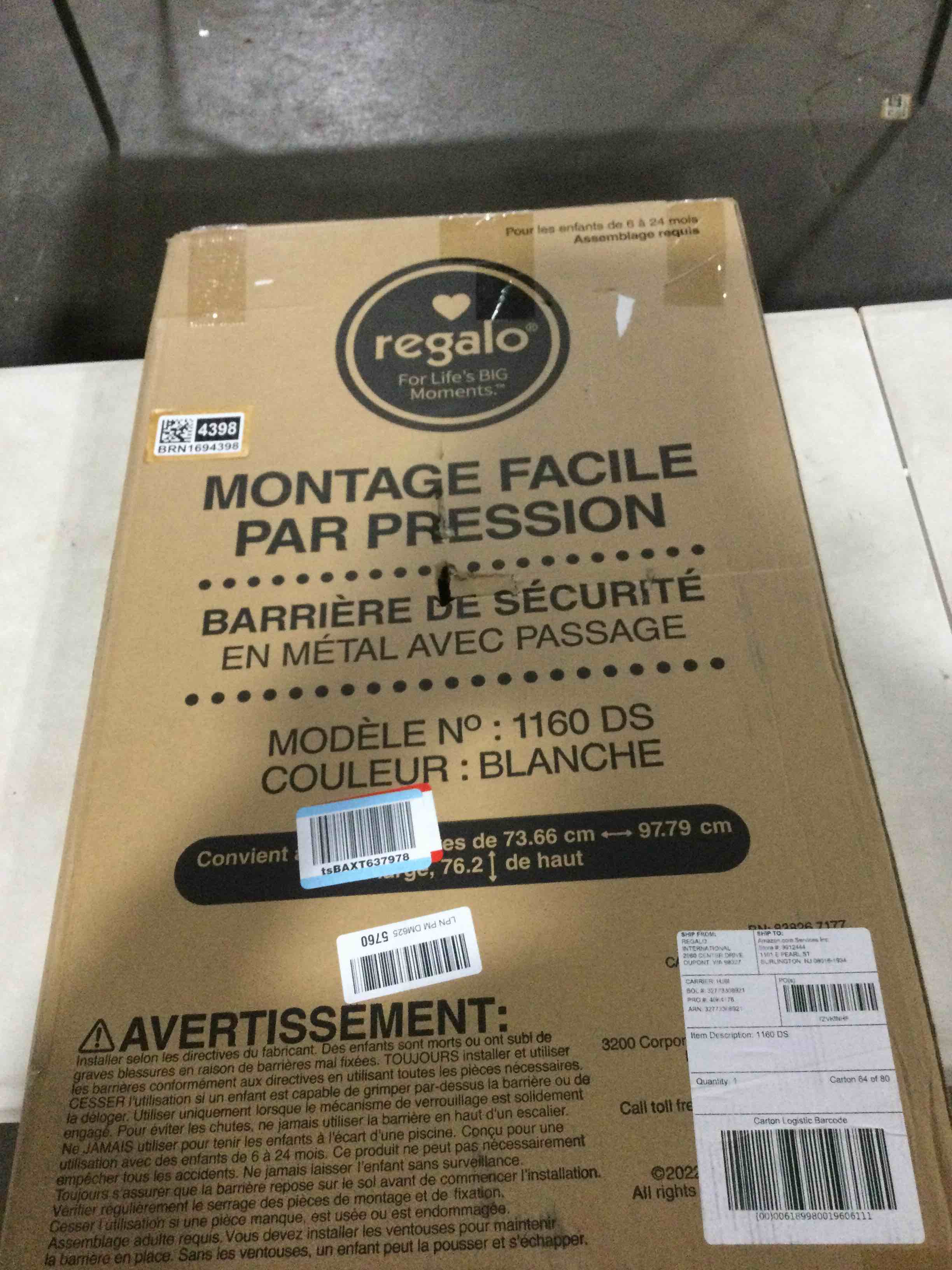 Regalo Easy Step 38.5-Inch Wide Walk Thru Baby Gate, Includes 6-Inch Extension Kit, Pressure Mount Kit, Wall Cups