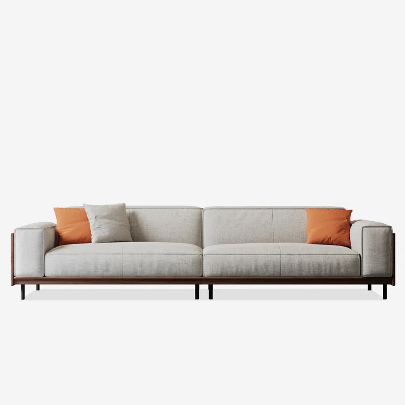 Nyair 111.8'' Square Arms Compliant Sofa?Solid Wood Frame Couch