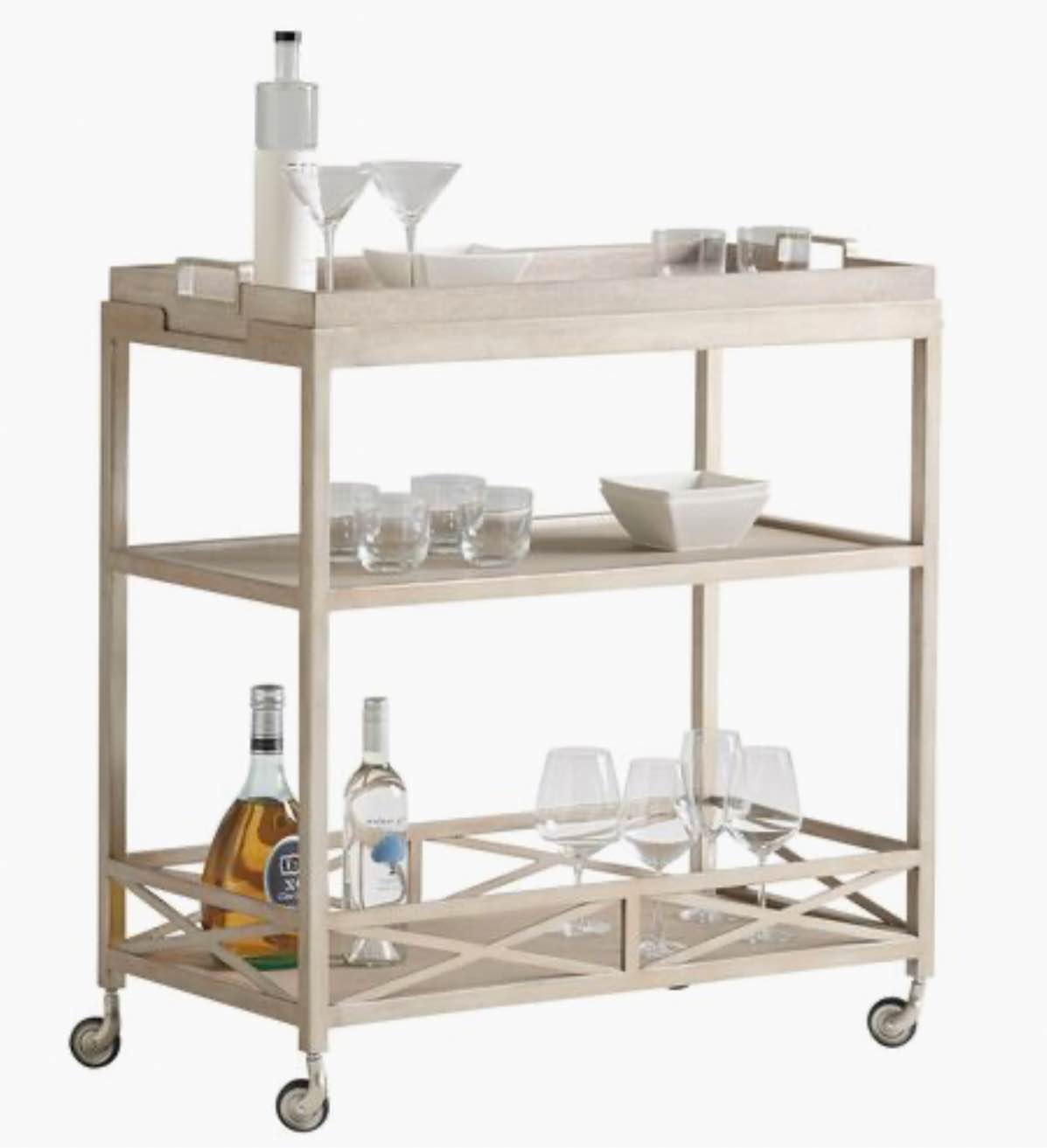 Malibu Anacapa Metal Bar Cart, Warm Taupe