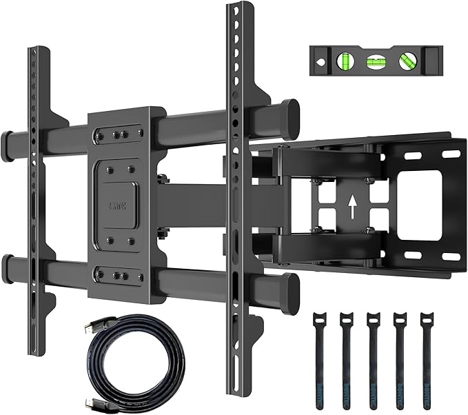 BONTEC Full Motion TV Wall Mount for 32-85 inch LED LCD OLED Flat Curved Screen TVs, Swivel Tilt TV Mount Bracket with Articulating Dual Arms Hold up to 132lbs, Max VESA 600x400mm, Fits 16" Studs