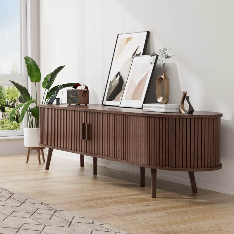 Chader 69'' W Storage Credenza 69" TV Stand for TVs up to 75", Media Television Console Table With Drawers And Storage Shelves Designed, Wood Entertainment Center For Living Room And Bedroom, Media Console Modern TV Console Table Walnut TV Stand