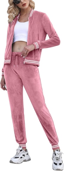 Totatuit Womens 2 Piece Velour Sweatsuit Sets Long Sleeve Zip Up Sweatshirt Sweatpants Tracksuits Sets with Pocket