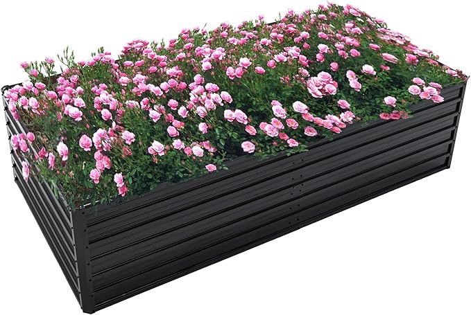 Thanaddo Galvanized Raised Garden Bed 4x3x1 ft Outdoor Planter Box Galvanized Steel Garden Bed Kit fo