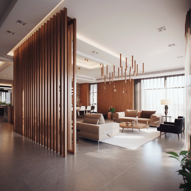 106.5” l x 4” w - premium wpc (wood poly composite) room partition dividers, stylish, durable, and eco-conscious