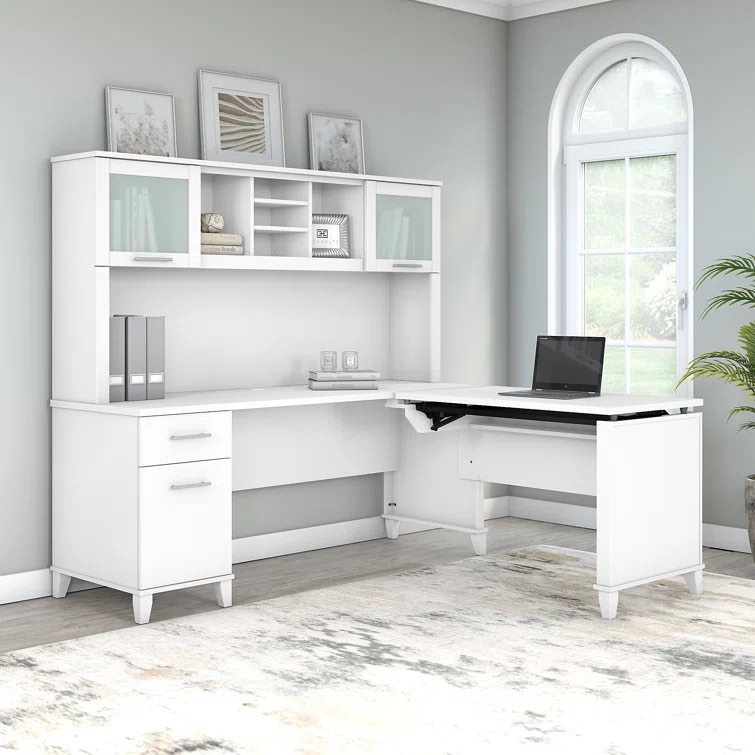 magomed 72w l shaped desk with storage in storm gray piece 2 box 2 of 2