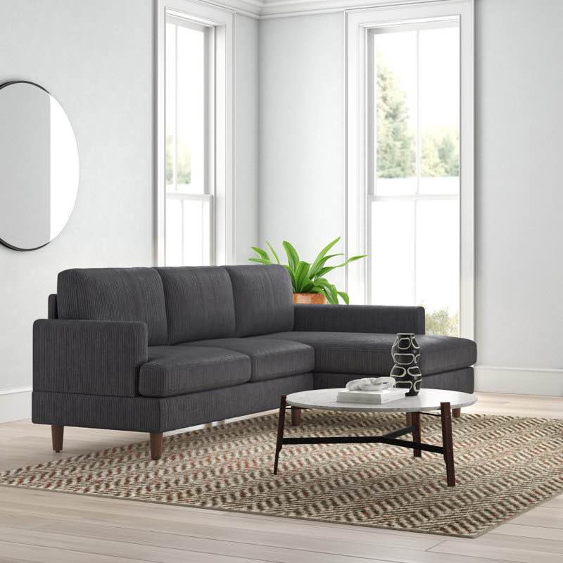 Aristotele 97" Wide Right Hand Facing Modular Sofa & Chaise Body Fabric: Yellow