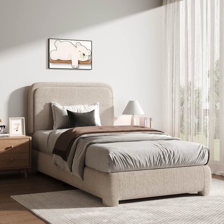 Bensu Boucle Upholstered Platform Bed