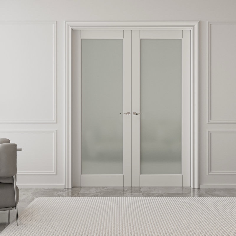 1-lite interior frosted glass french doors solid manufacture wood double doors