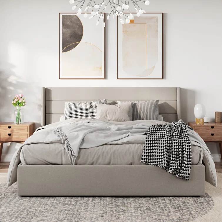 Braya Hydraulic Lift Up Storage Upholstered Platform Bed Color: Dark Gray, Size: King