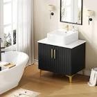 (Incomplete)Bathroom Vanity 30 Inch With Ceramic Counter Top Sink Combo, French Bathroom Storage Vanity Cabinet Set Includes 2 Large Soft Closing Doors, Hold Cover,And Legs