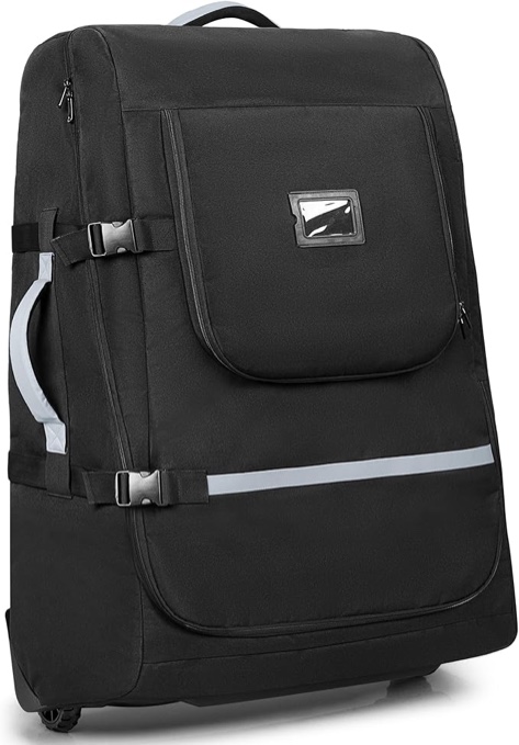 Stroller Travel Bag with Wheels Compatible with UPPAbaby Vista, Vista V2, Cruz V2, Rolling Gate Check Stroller Storage Bag for Airplane, with Dual Handles, Luggage Tag, Reflective Strip, Black