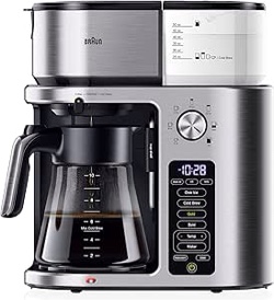 Braun MultiServe Plus 10- Cup Pod Free Drip Coffee Maker, 7 Brew Sizes/Hot & Cold Brew & Hot Water for Tea, KF9370SI