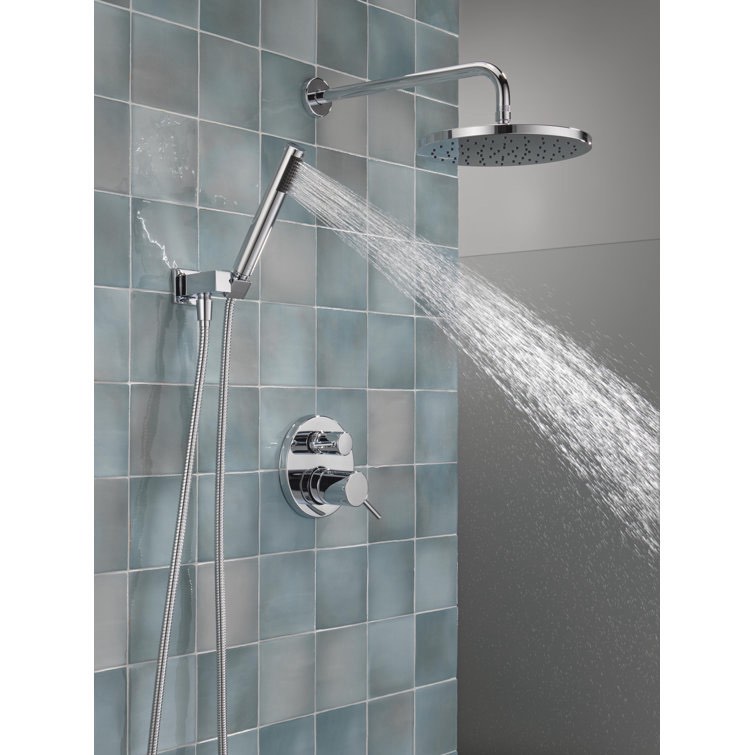 Delta Chrome Modern Raincan Round Shower System, Rain Shower Head with Handheld Spray, Shower Faucet Set (Part number: 342702)