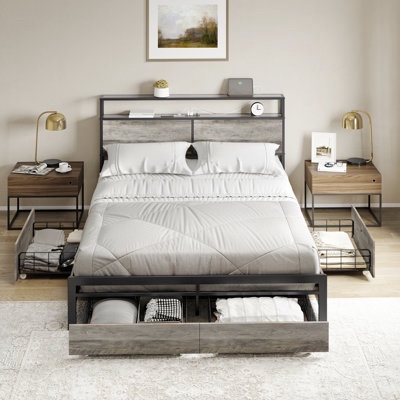 (VERY INCOMPLETE) Platform Bed With High Headboard And 4 Storage Drawers