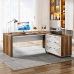 (VERY INCOMPLETE) 62.99" Executive Desk With 31.5" Mobile Lateral File Cabinet, L-Shaped Wooden Office Desk Business Furniture Desk Workstation For Home Office