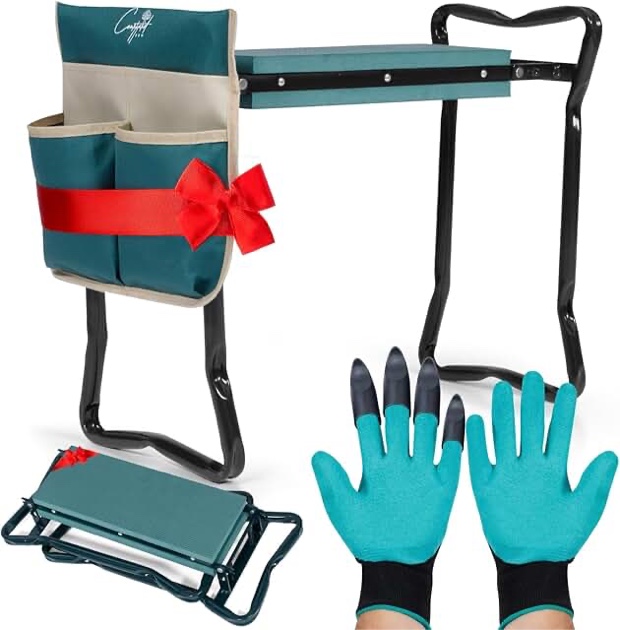 LANNIU Garden Kneeler Seat, Foldable Garden Stool, Heavy Duty Garden Chair for Kneeling and Sitting, Gardening Gifts for Women, Grandparents, Seniors, Mom & Dad