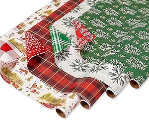 American Greetings 160 sq. ft. Christmas Wrapping Paper Bundle, Rustic Designs (4 Rolls 30 in x 16 ft.)
