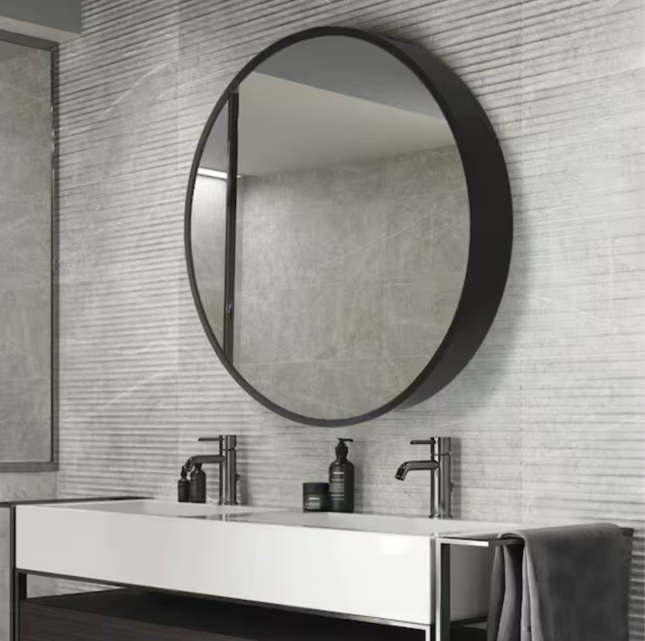 Runesay Round Black and Mount Medicine Cabinet with Mirror
