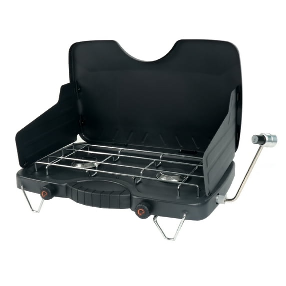 ozark trail 2 burner propane gas camping stove, gct2208wb, black, new