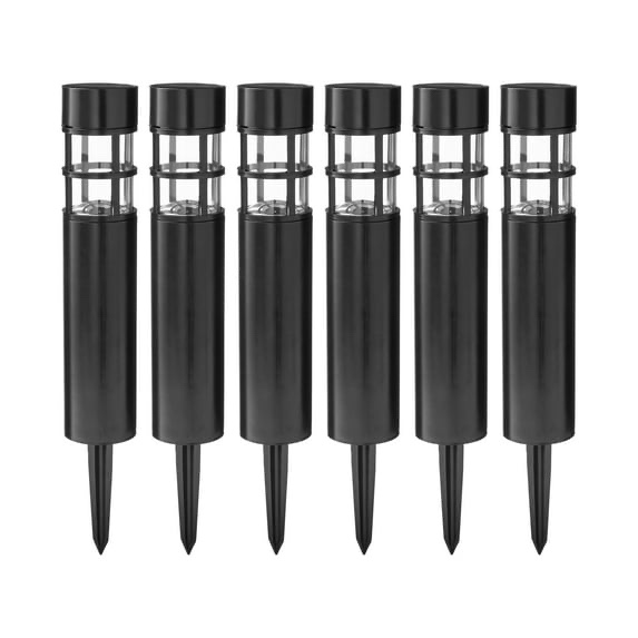 mainstays solar powered black bollard landscape path light(6 count)