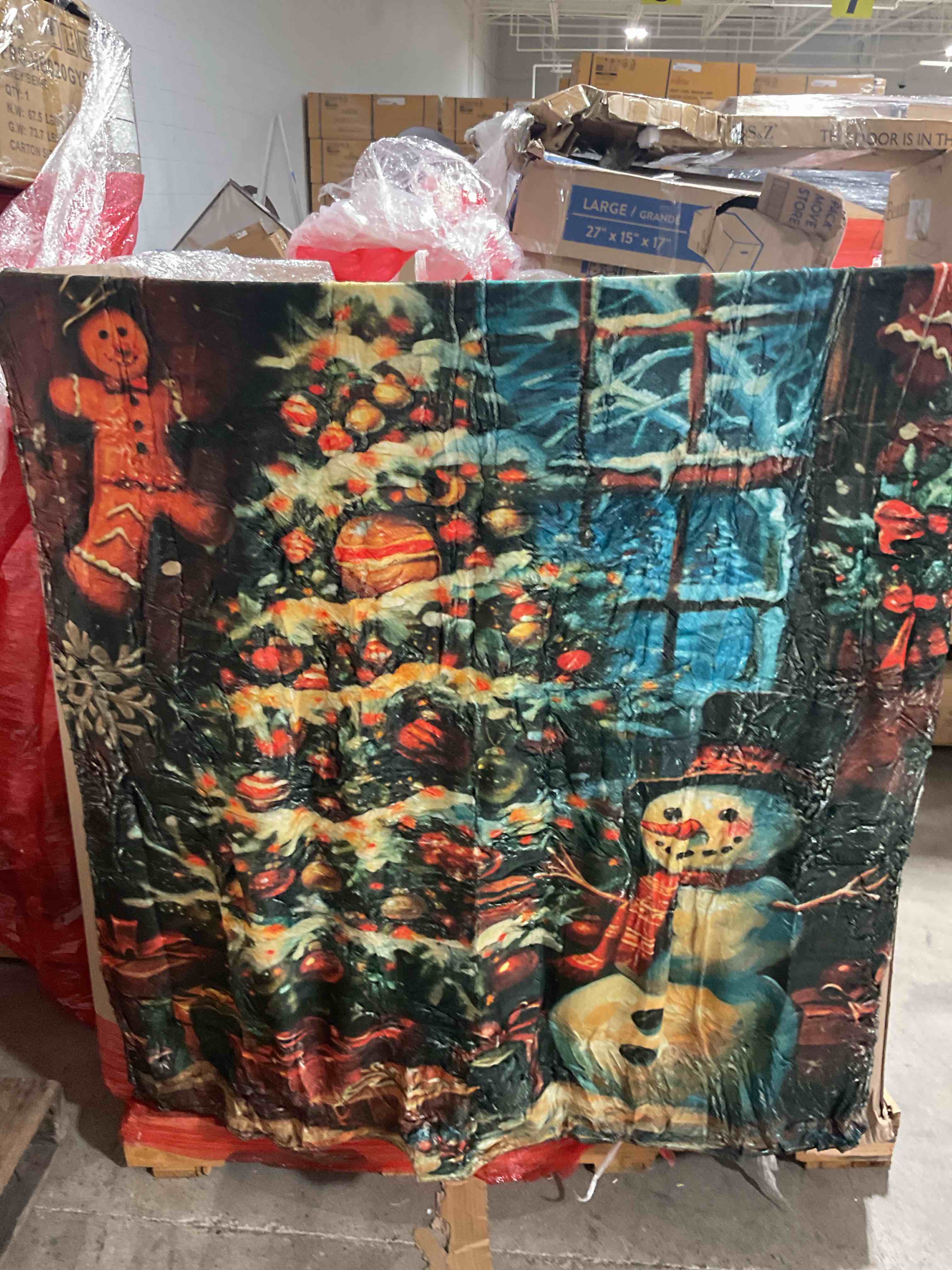 Christmas gingerbread and snowman blanket, medium size