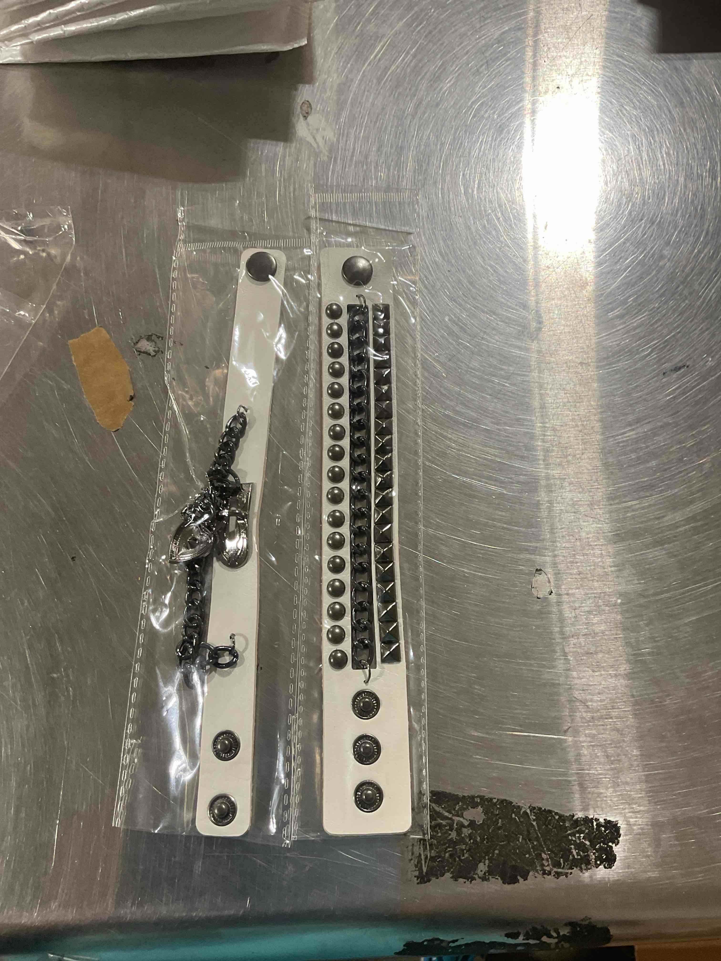 White leather bracelets