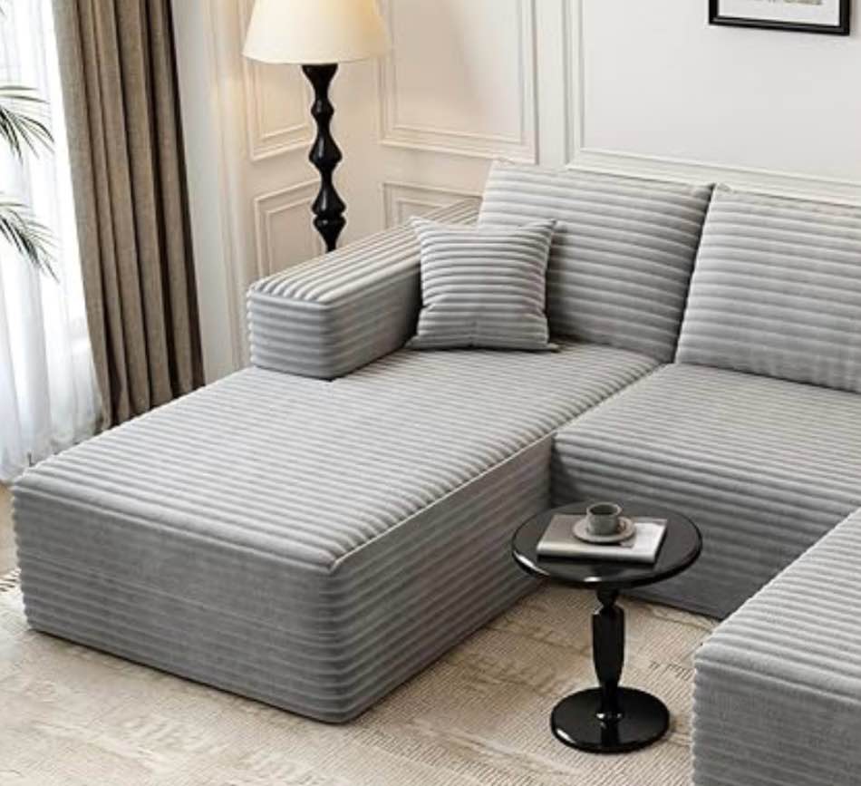 Cloud Modular Couch, Deep Seat Corner Couch, No Assembly Required (Grey)