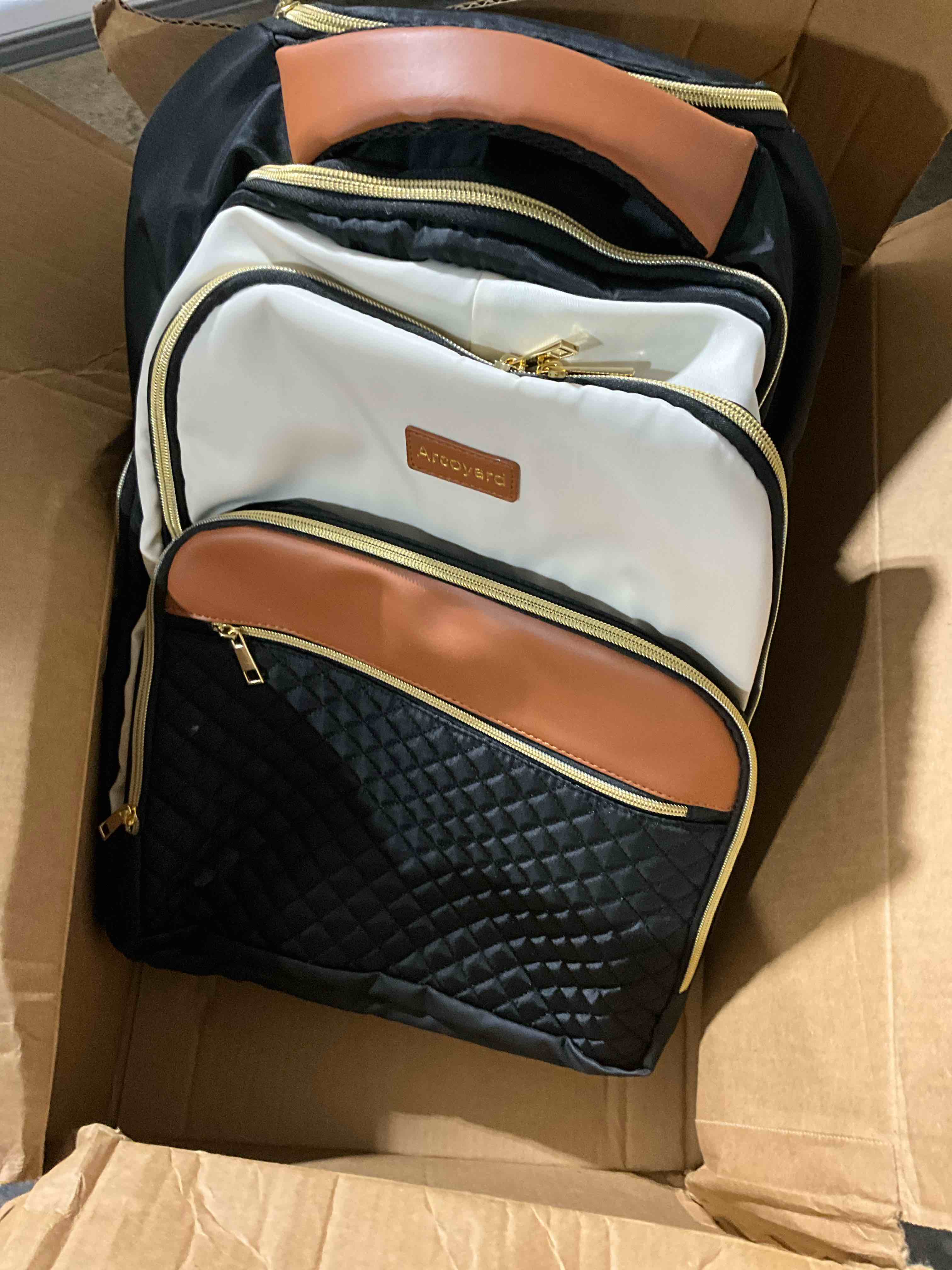 Rolling Backpack for Women, Travel Rolling Laptop Backpack with Wheels, Vertical & Horizontal Storage 2 In 1, Flip-Top Design, Water-Resistant Overnight College Underseat Carry on Luggage, Beige Brown