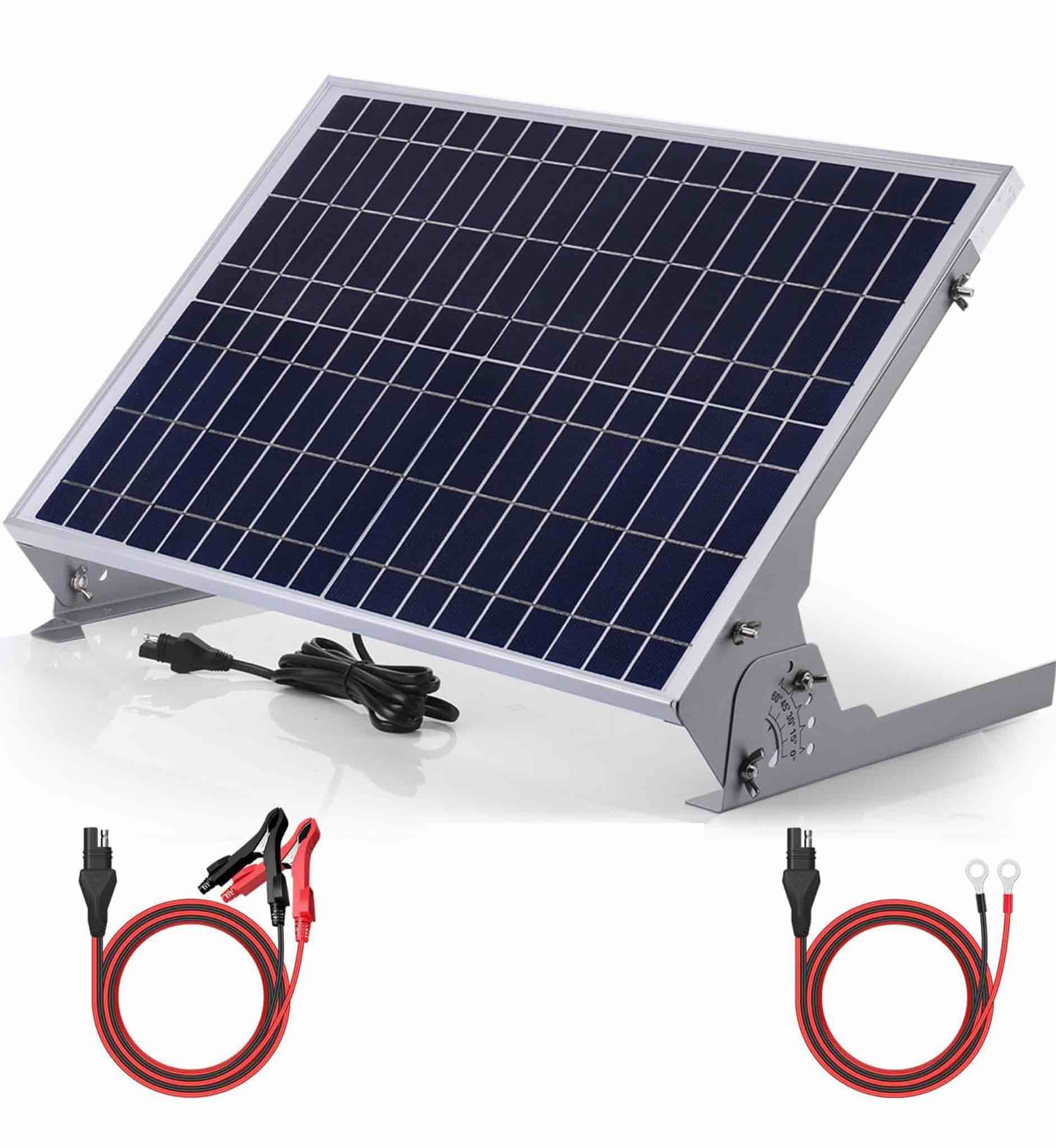 SUNER POWER 12V 30W Solar Battery Charger Maintainer, Built-in UltraSmart MPPT Controller, Adjustable Mount Bracket, Waterproof 30 Watt Solar Panel Kit for 12 Volt SLA Deey Cycle AGM Lifepo4 Battery