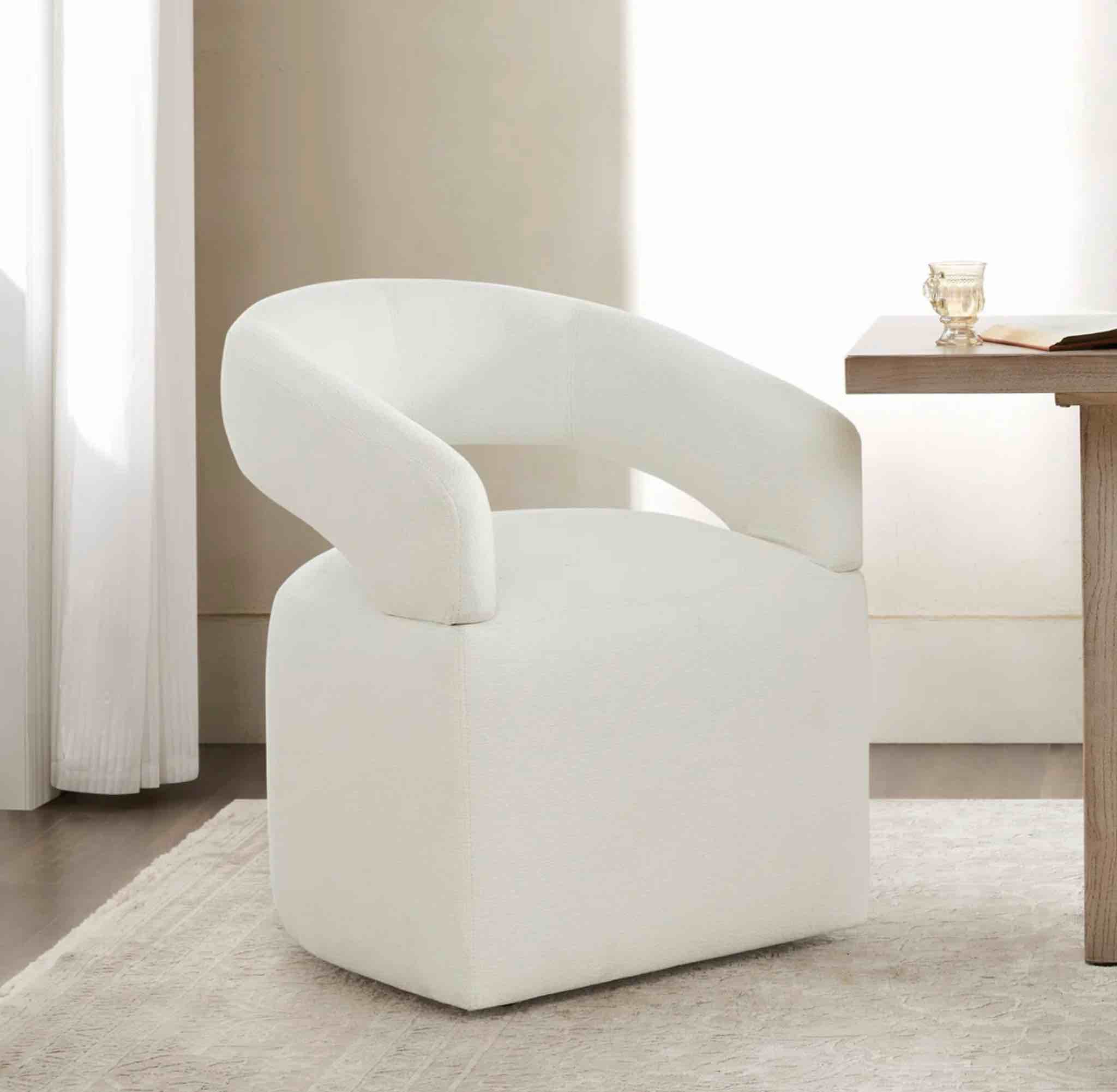 Doley Performance Fabric Dining Chair with Hidden Casters