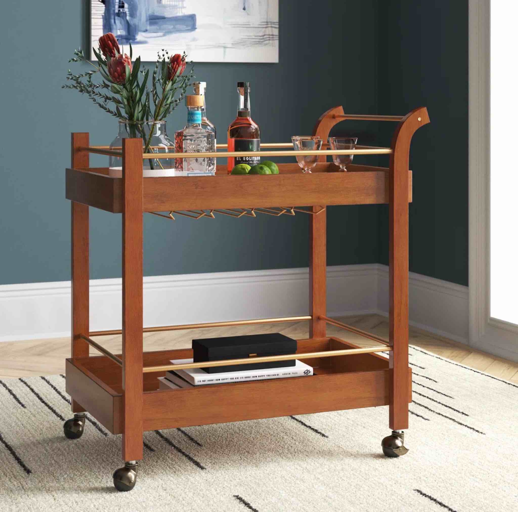 Andresha Wood Bar Cart