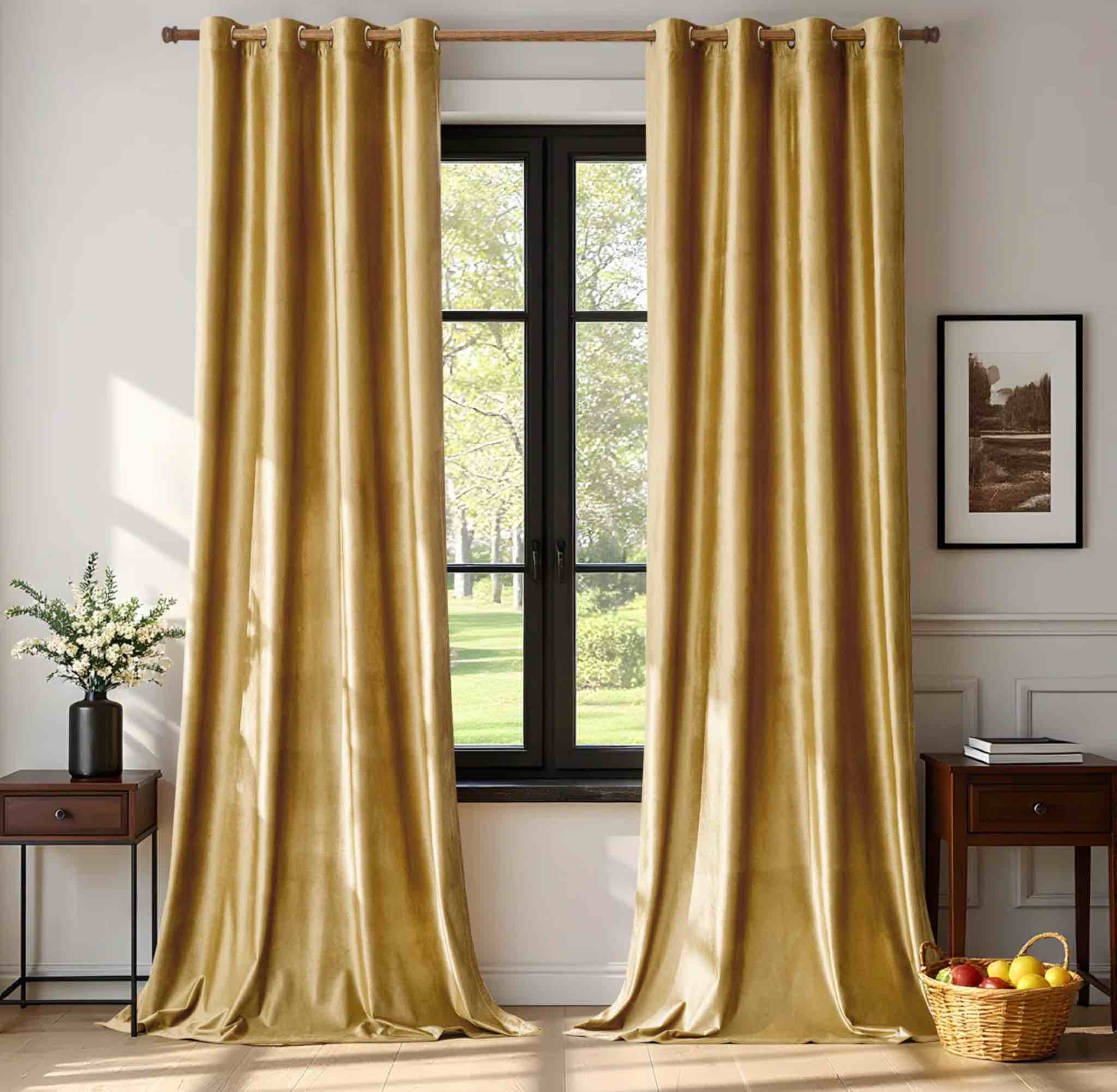 Velvet blackout curtains for Bedroom Living Room ,Room Darkening 70%-80% Drapes?Set of 2?