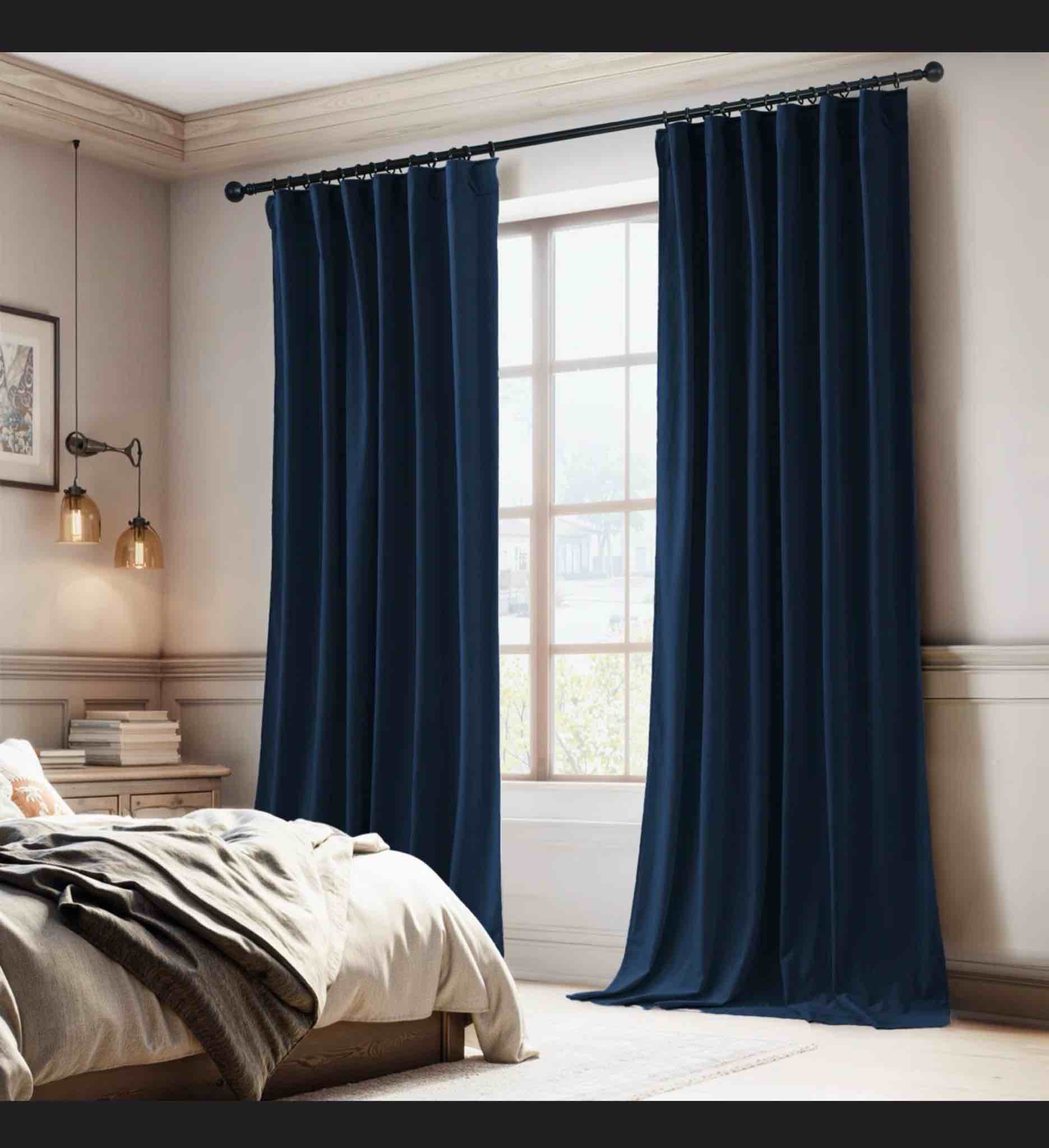 Kiyarra Velvet Curtains Thermal Insulated Energy Efficiency Privacy Curtains Blackout Rod Pocket Drapes, 2 Panels